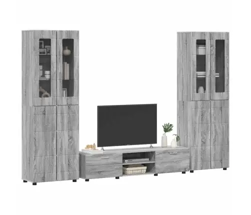 Tv Spintelių Komplektas Pilkas Sonoma Apdirbta Mediena