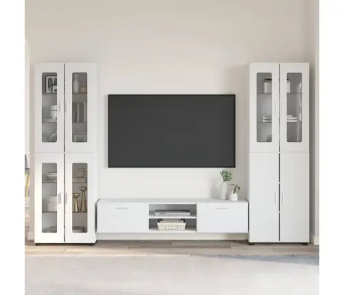 Tv Skapīšu Komplekts Ar Atvilktni Balts Inženierijas Koks Vidaxl