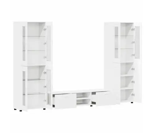 Tv Skapīšu Komplekts Ar Atvilktni Balts Inženierijas Koks Vidaxl