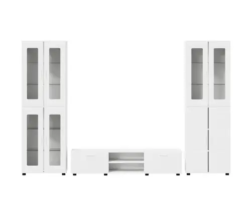 Tv Skapīšu Komplekts Ar Atvilktni Balts Inženierijas Koks Vidaxl