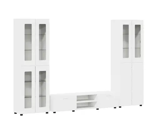 Tv Skapīšu Komplekts Ar Atvilktni Balts Inženierijas Koks Vidaxl