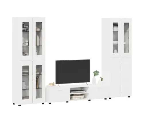 Tv Skapīšu Komplekts Ar Atvilktni Balts Inženierijas Koks Vidaxl