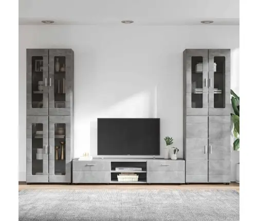 Tv Skapīšu Komplekts Ar Plauktu Betona Pelēks Inženierijas Koks Vidaxl