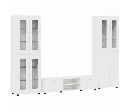 Tv Skapīšu Komplekts Ar Atvilktni Augsta Spīduma Baltā Krāsa Vidaxl