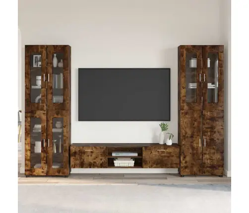 Tv Skapīšu Komplekts Ar Plauktu Dūmaka Ozols Inženierijas Koks Vidaxl