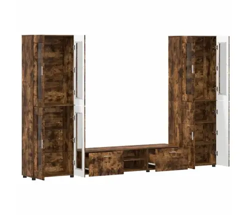 Tv Skapīšu Komplekts Ar Plauktu Dūmaka Ozols Inženierijas Koks Vidaxl