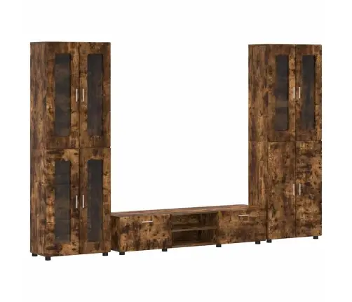 Tv Skapīšu Komplekts Ar Plauktu Dūmaka Ozols Inženierijas Koks Vidaxl