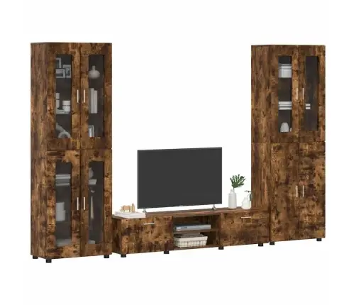 Tv Skapīšu Komplekts Ar Plauktu Dūmaka Ozols Inženierijas Koks Vidaxl