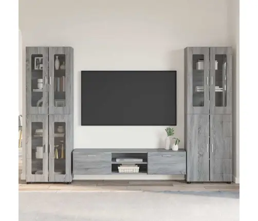 Tv Spintelių Komplektas Pilkas Sonoma Apdirbta Mediena