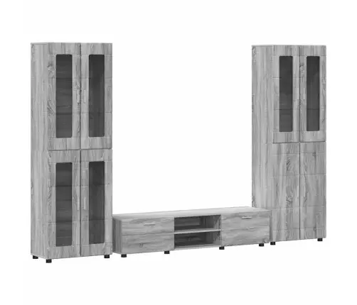 Tv Spintelių Komplektas Pilkas Sonoma Apdirbta Mediena