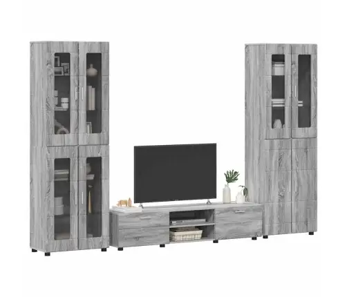 Tv Spintelių Komplektas Pilkas Sonoma Apdirbta Mediena