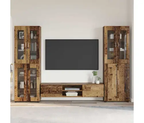 Tv Skapīšu Komplekts Ar Atvilktni Vecs Koks Inženierijas Koks Vidaxl