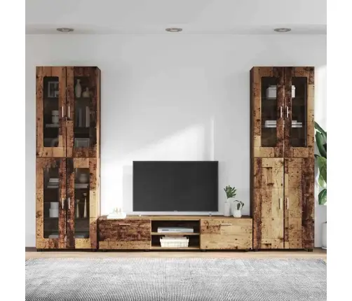 Tv Skapīšu Komplekts Ar Atvilktni Vecs Koks Inženierijas Koks Vidaxl