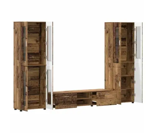 Tv Skapīšu Komplekts Ar Atvilktni Vecs Koks Inženierijas Koks Vidaxl