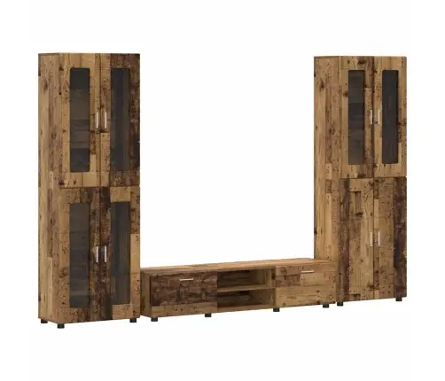 Tv Skapīšu Komplekts Ar Atvilktni Vecs Koks Inženierijas Koks Vidaxl