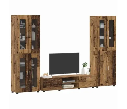 Tv Skapīšu Komplekts Ar Atvilktni Vecs Koks Inženierijas Koks Vidaxl