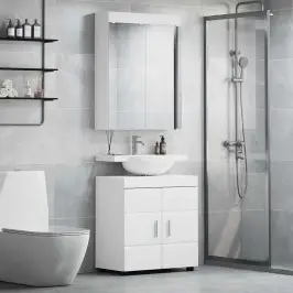 Vannas Istabas Mēbeļu Komplekts Tulum Balts Inženierijas Koks Vidaxl