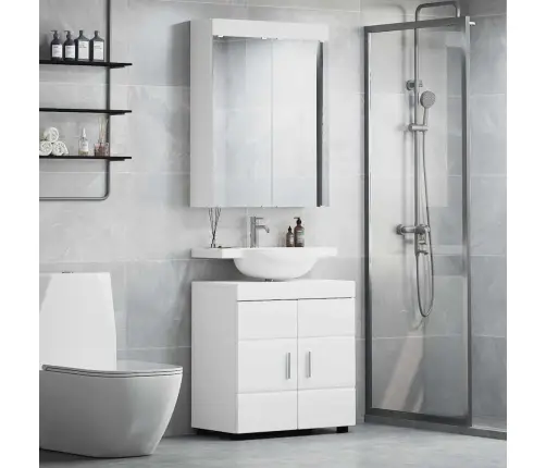 Vannas Istabas Skapju Komplekts Ar Spoguli Tulum Balts Vidaxl