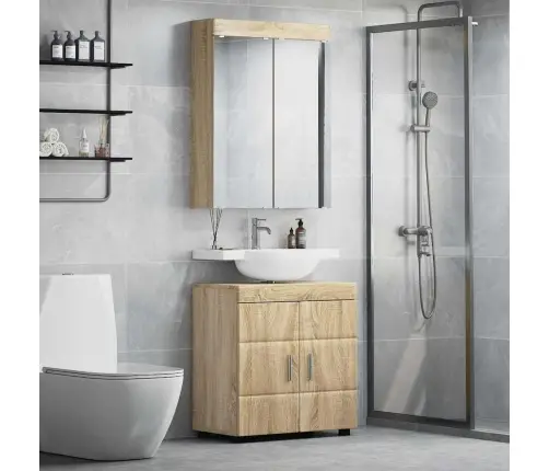 Vannas Istabas Mēbeļu Komplekts Ar Plauktu Tulum Sonoma Ozols Vidaxl