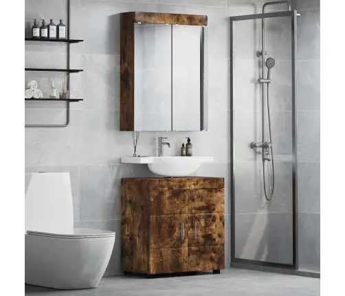 Vannas Istabas Mēbeļu Komplekts Ar Plauktu Tulum Dūmaka Ozols Vidaxl