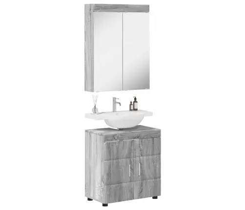 Vonios Baldų Rinkinys Tulum Pilkas Sonoma Apdirbta Mediena