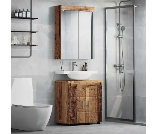 Vannas Istabas Mēbeļu Komplekts Ar Plauktu Tulum Vecs Koks Vidaxl