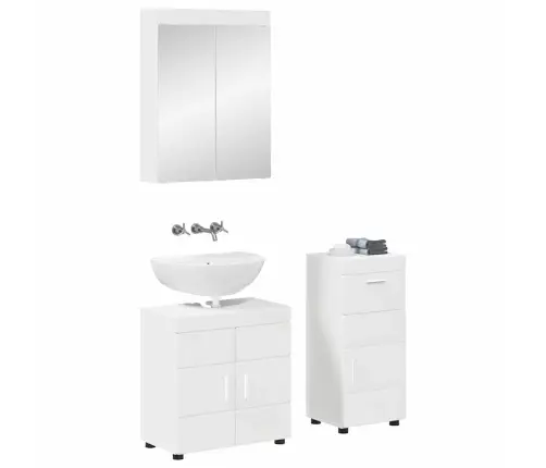 Vannas Istabas Mēbeļu Komplekts Tulum Balts Inženierijas Koks Vidaxl