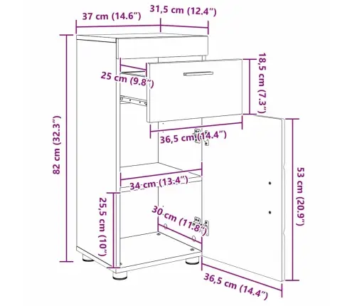 Vannas Istabas Mēbeļu Komplekts Ar Plauktu Tulum Artisānā Ozols Vidaxl
