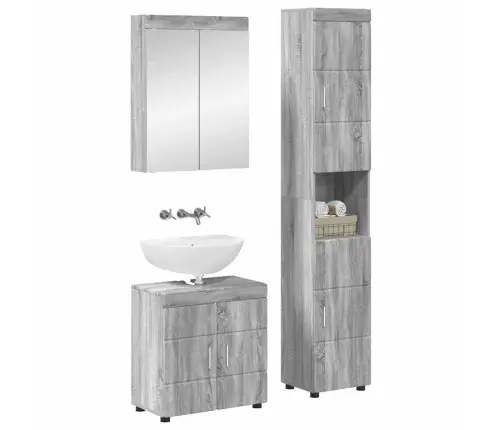 Vannas Istabas Mēbeļu Komplekts Ar Plauktu Tulum Pelēks Sonoma Vidaxl