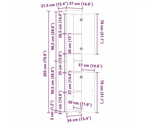 Vannas Istabas Mēbeļu Komplekts Ar Plauktu Tulum Pelēks Sonoma Vidaxl