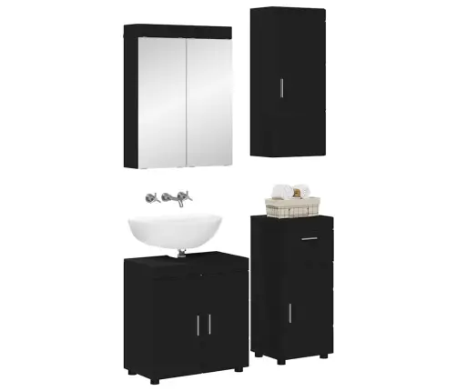 Vannas Istabas Mēbeļu Komplekts Tulum Melna Inženierijas Koks Vidaxl