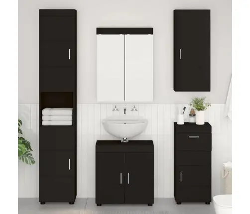 Vannas Istabas Mēbeļu Komplekts Tulum Melna Inženierijas Koks Vidaxl