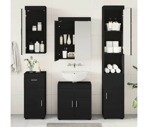 Vannas Istabas Mēbeļu Komplekts Tulum Melna Inženierijas Koks Vidaxl