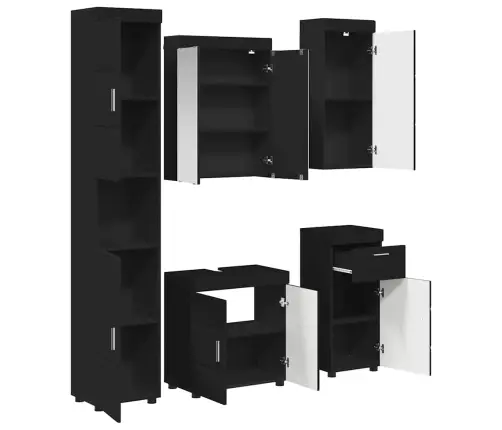 Vannas Istabas Mēbeļu Komplekts Tulum Melna Inženierijas Koks Vidaxl