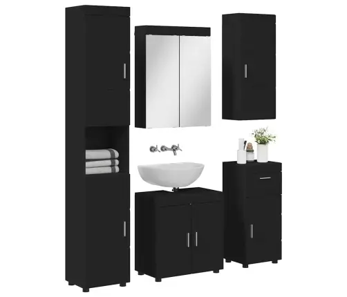 Vannas Istabas Mēbeļu Komplekts Tulum Melna Inženierijas Koks Vidaxl