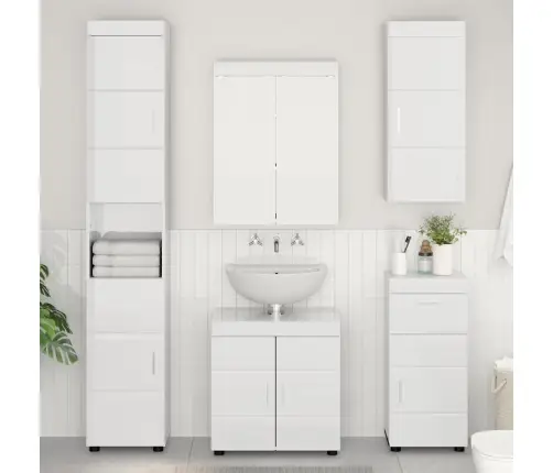 Vannitoa Mööbleset Uksega Tulum Kergelt Läikiv Valge Tehispuit