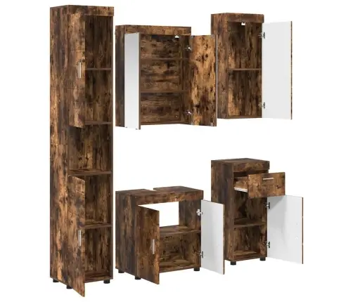 Vannas Istabas Mēbeļu Komplekts Ar Atvilktni Tulum Dūmaka Ozols Vidaxl