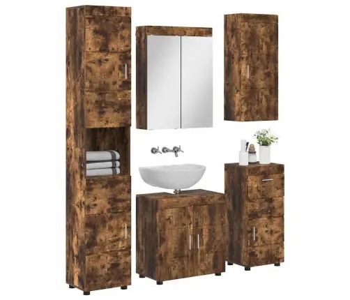 Vannas Istabas Mēbeļu Komplekts Ar Atvilktni Tulum Dūmaka Ozols Vidaxl