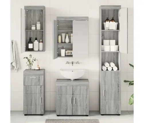 Vonios Baldų Rinkinys Tulum Pilkas Sonoma Apdirbta Mediena