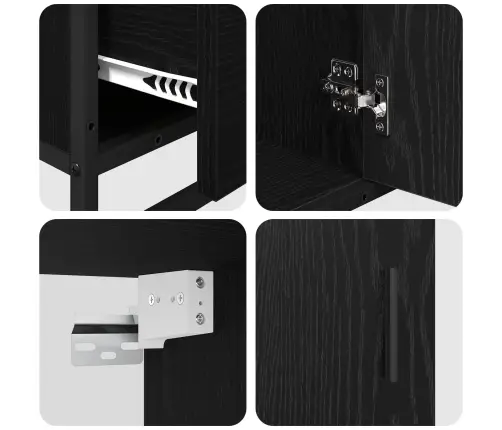 Vonios Baldų Rinkinys 3 Pcs Juodas Ąžuolas Apdirbta Mediena