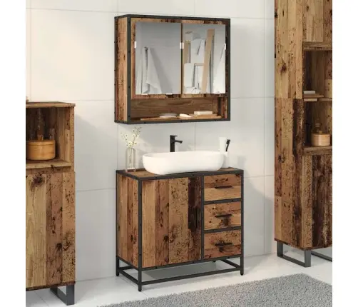 Vannas Istabas Mēbeļu Komplekts 2 Pcs Vecs Koks 65 X 33 X 60 Cm Vidaxl