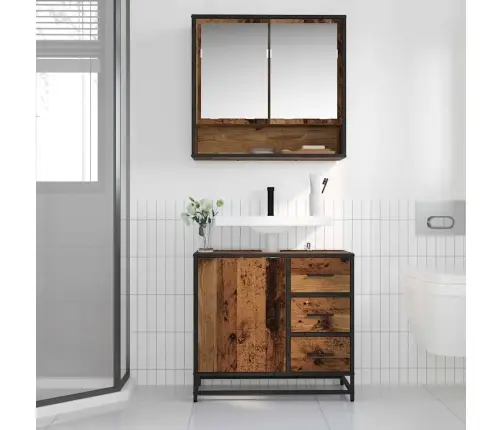 Vannas Istabas Mēbeļu Komplekts 2 Pcs Vecs Koks 65 X 33 X 60 Cm Vidaxl