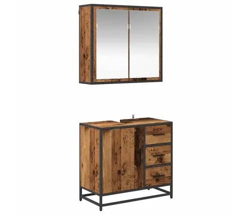 Vannas Istabas Mēbeļu Komplekts 2 Pcs Vecs Koks 65 X 33 X 60 Cm Vidaxl