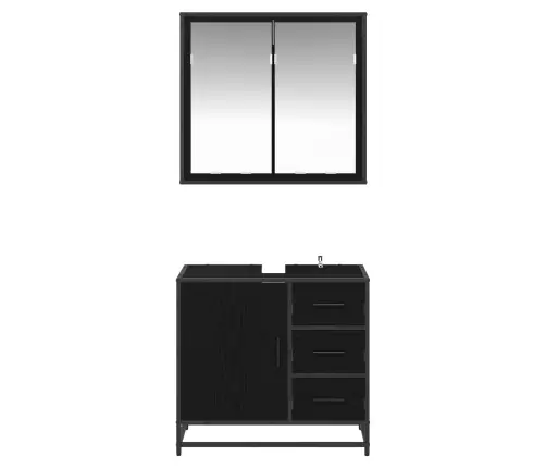 Vannas Istabas Mēbeļu Komplekts Ar Atvilktni 2 Pcs Melns Ozols Vidaxl