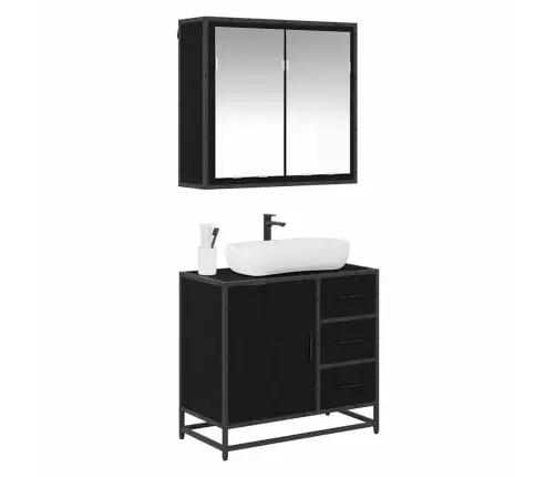 Vannas Istabas Mēbeļu Komplekts Ar Atvilktni 2 Pcs Melns Ozols Vidaxl