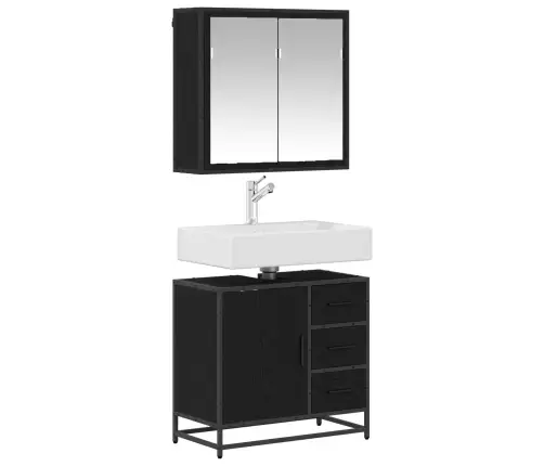 Vannas Istabas Mēbeļu Komplekts Ar Atvilktni 2 Pcs Melns Ozols Vidaxl