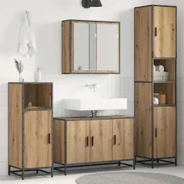 Vannas Istabas Mēbeļu Komplekts Ar Durvīm 4 Pcs Amatnieku Ozola Vidaxl
