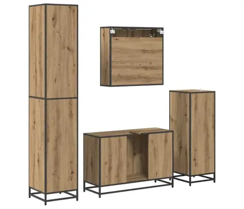 Vannas Istabas Mēbeļu Komplekts Ar Durvīm 4 Pcs Amatnieku Ozola Vidaxl Vannas Istabas Mēbeļu Komplekts Ar Durvīm 4 Pcs Amatnieku Ozola Vidaxl