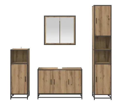 Vannas Istabas Mēbeļu Komplekts Ar Durvīm 4 Pcs Amatnieku Ozola Vidaxl Vannas Istabas Mēbeļu Komplekts Ar Durvīm 4 Pcs Amatnieku Ozola Vidaxl