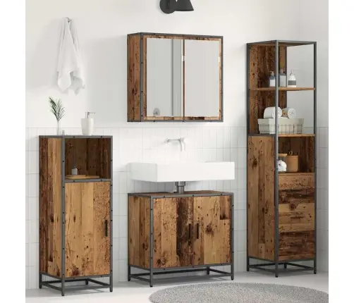 Vannas Istabas Mēbeļu Komplekts 3 Pcs Vecs Koks 65 X 33 X 60 Cm Vidaxl